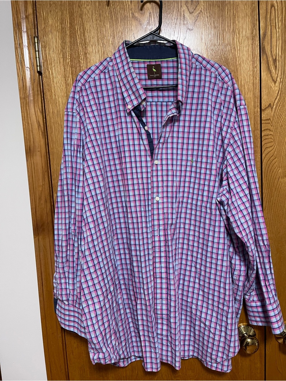 Tailorbyrd Pink and Blue Plaid Button-Down Shirt